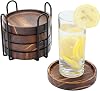 Wooden Coasters for Drinks - Natural Wood Drink Coaster Set for Drinking Glasses, Tabletop Protection for Any Table Type, Set of 4-4.3 Inches (No Holder)