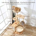 Arbre de chat en bois pour grand chat, Tour de chat de 49,6 pouces avec poste de scratching pour les chats intérieurs, Condo de chat multi-niveau avec lit de chat tissé à la main et planche à scratCHing facile à nettoyer