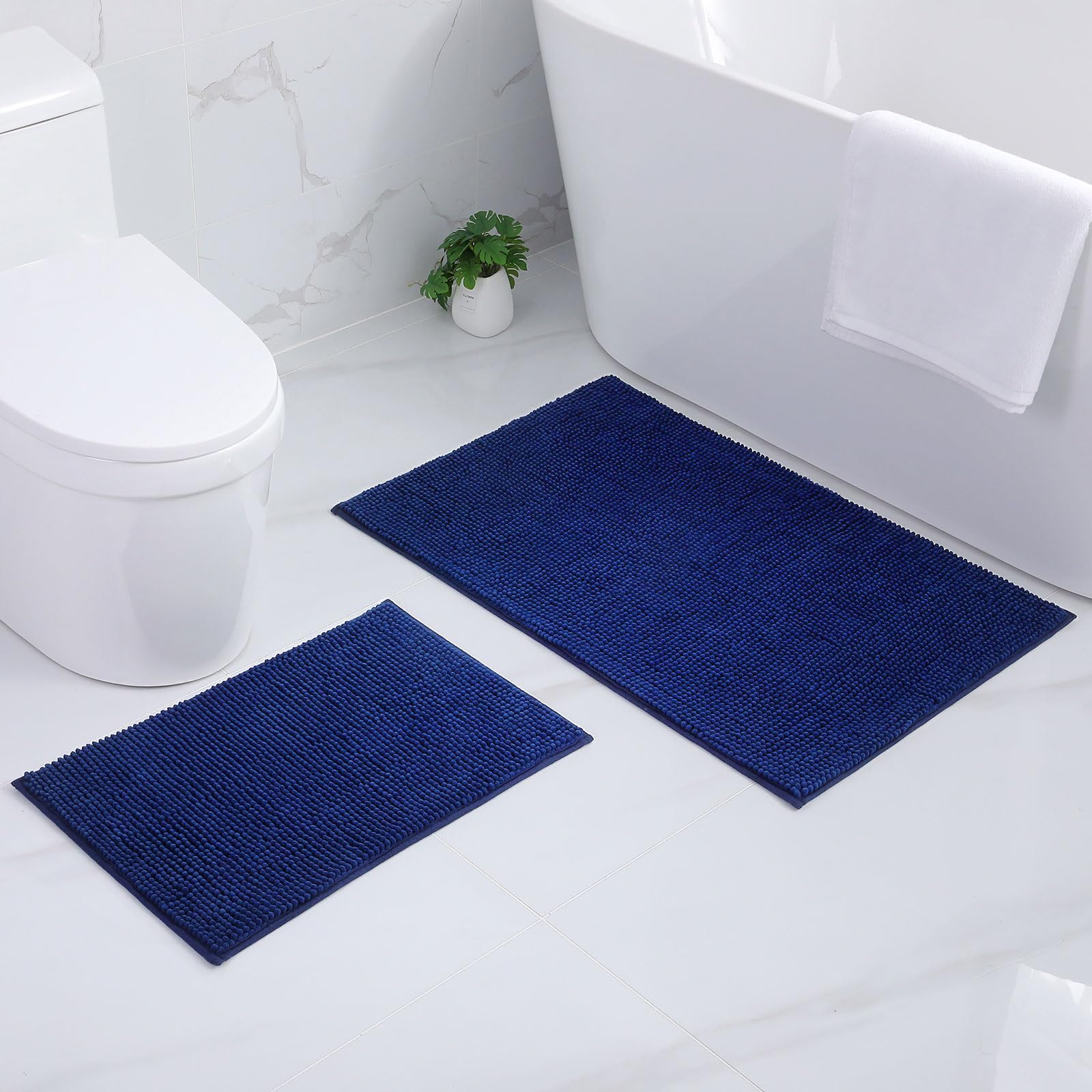 smiry Non Slip Chenille Bath Mat, Extra Soft Bathroom Mat, Super Absorbent Fluffy Bath Mats for Bathroom, Machine-Washable Quick Dry Bath Rug Foot Mat, 40 x 60 cm, Grey — view 13