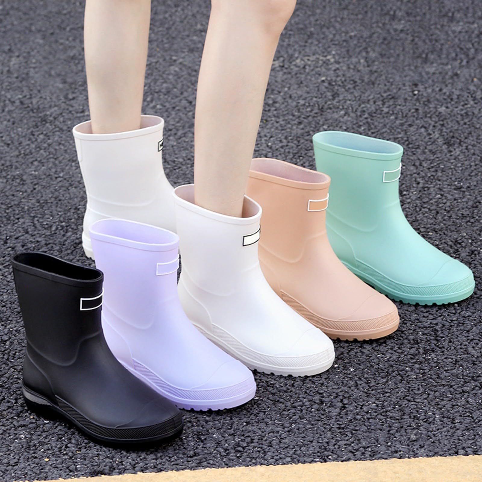 Botas de goma para mujer, botas de lluvia de media altura, botas de goma, impermeables, botines de Wellington, botines de goma, antideslizantes, para jardín, botas de lluvia, botas de lluvia, botas de