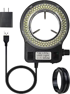 Microscope Light Microscope LED Ring Light Illuminator, Electronic Industry Microscope Ring Lamp 144 LED Bubbles for Lab Monocular Binocular Trinocular Stereo Microscope Camera