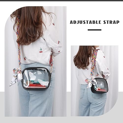 Miniatura 4 de Oweisong Bolsa transparente para mujer, aprobada para estadios, correa de guitarra, bolsa de hombro transparente para conciertos deportivos