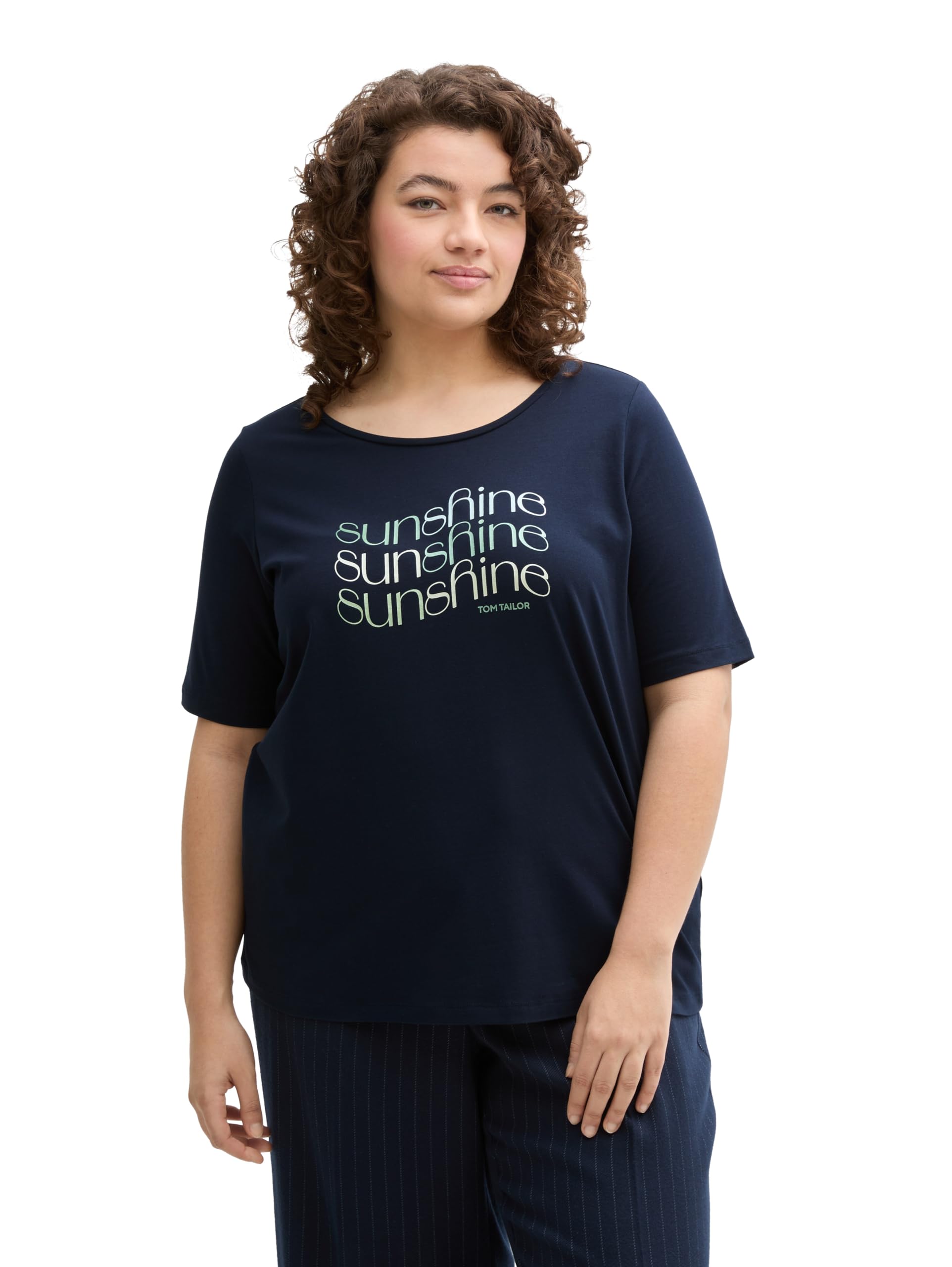 TOM TAILOR Women's T-Shirt with Print, 10668 - Sky Captain Blue, XXS