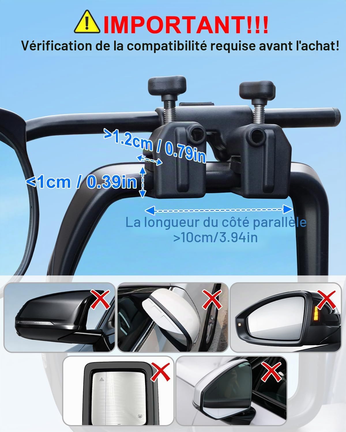 SUPAREE Convexe Rétroviseurs Extérieurs Camping Car Rétroviseur Caravane Voiture Rétroviseur pour Caravane Extension Universel avec Pare Pluie 2Pcs