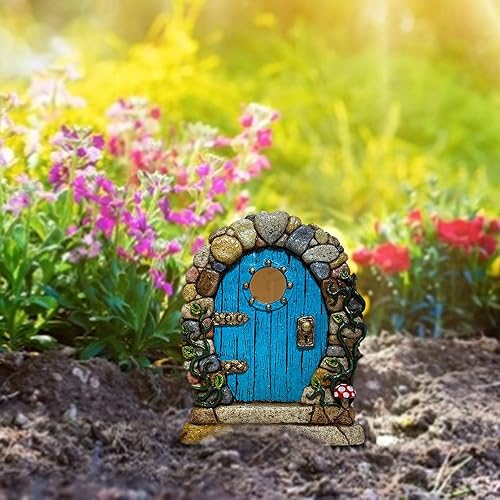 Miniatura 9 de Puertas de hadas de 3.93 pulgadas para árboles al aire libre, decoración de escultura artística de patio, mini puerta de hadas, pared y árboles al