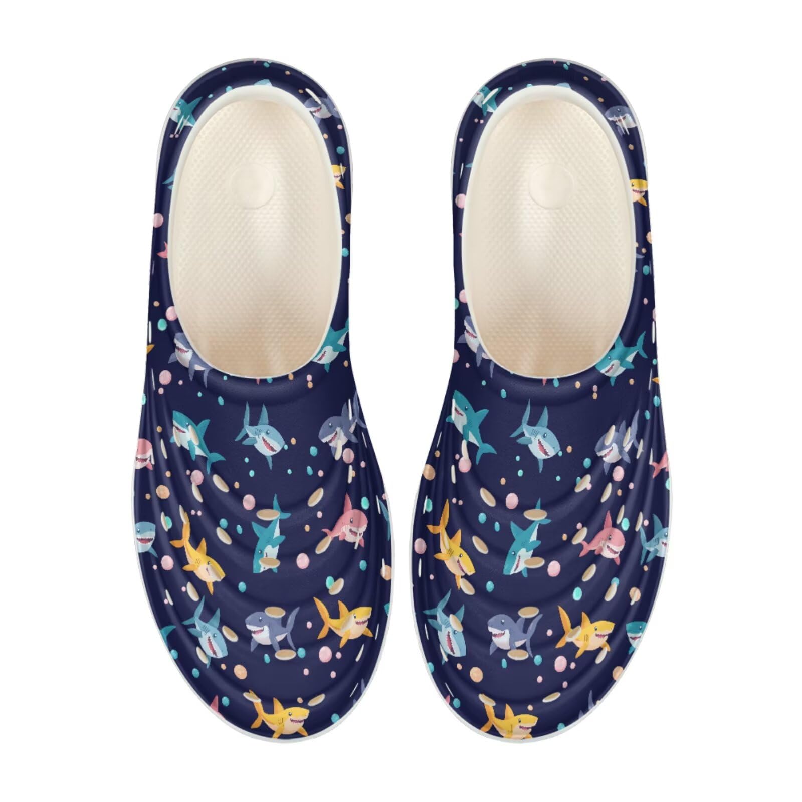 Pointodoor Boys Colorful Shark Sandals Kids Slip on Sneakers Lightweight Quick Dry Water Shoes Pool Swim Beach Sandals Indoor Outdoor Clogs