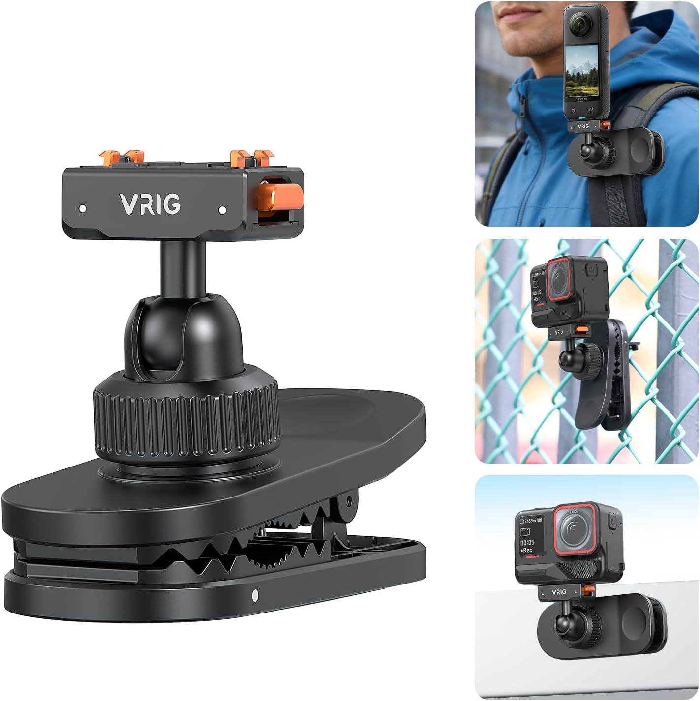 VRIG Magnetic Backpack Clip Mount for Insta360 X5 / X4 / Ace Pro 2, AC-98