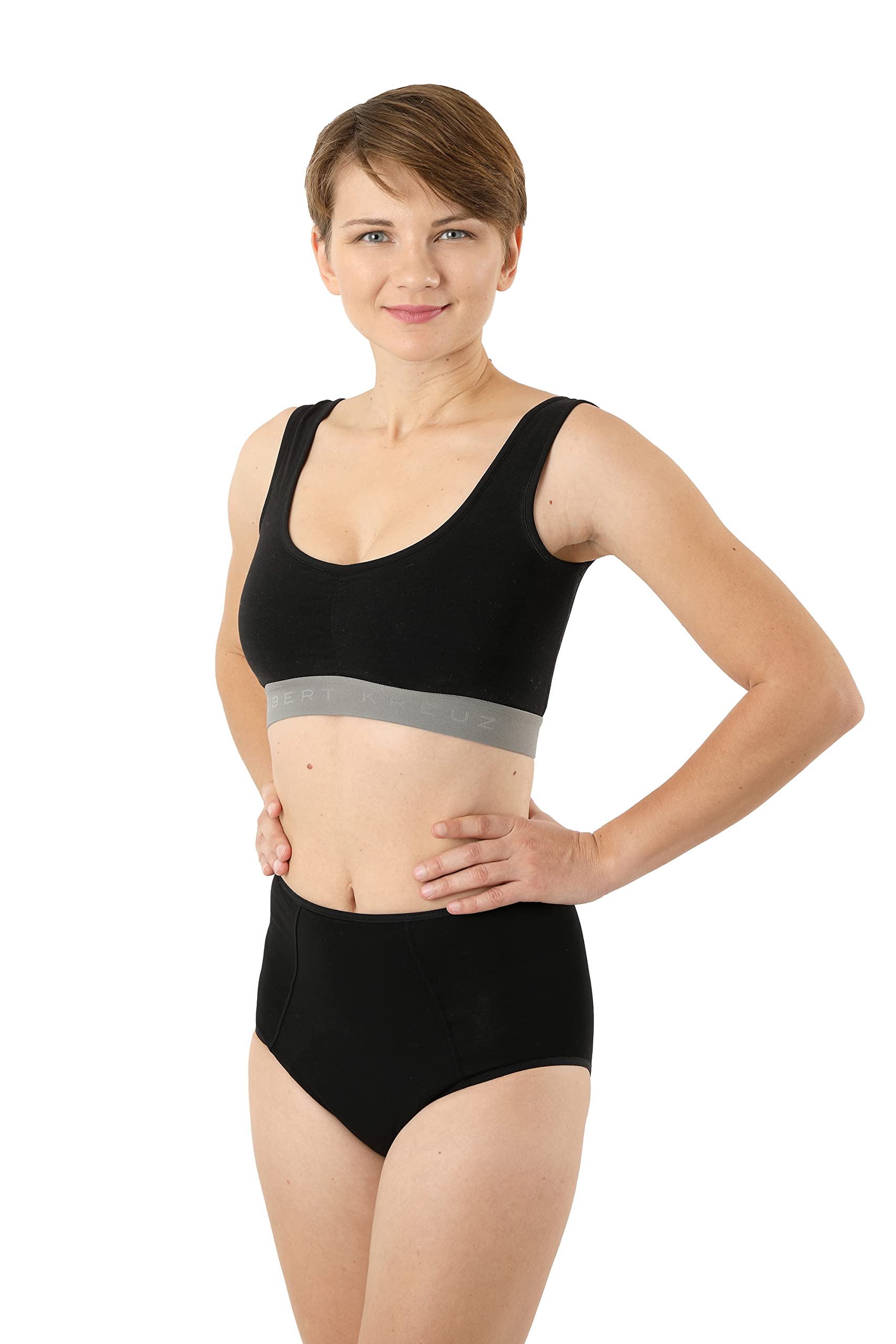ALBERT KREUZ Femme Culottes menstruelles Bio-Baumwolle Super Taille Haute Set de 2 Noir