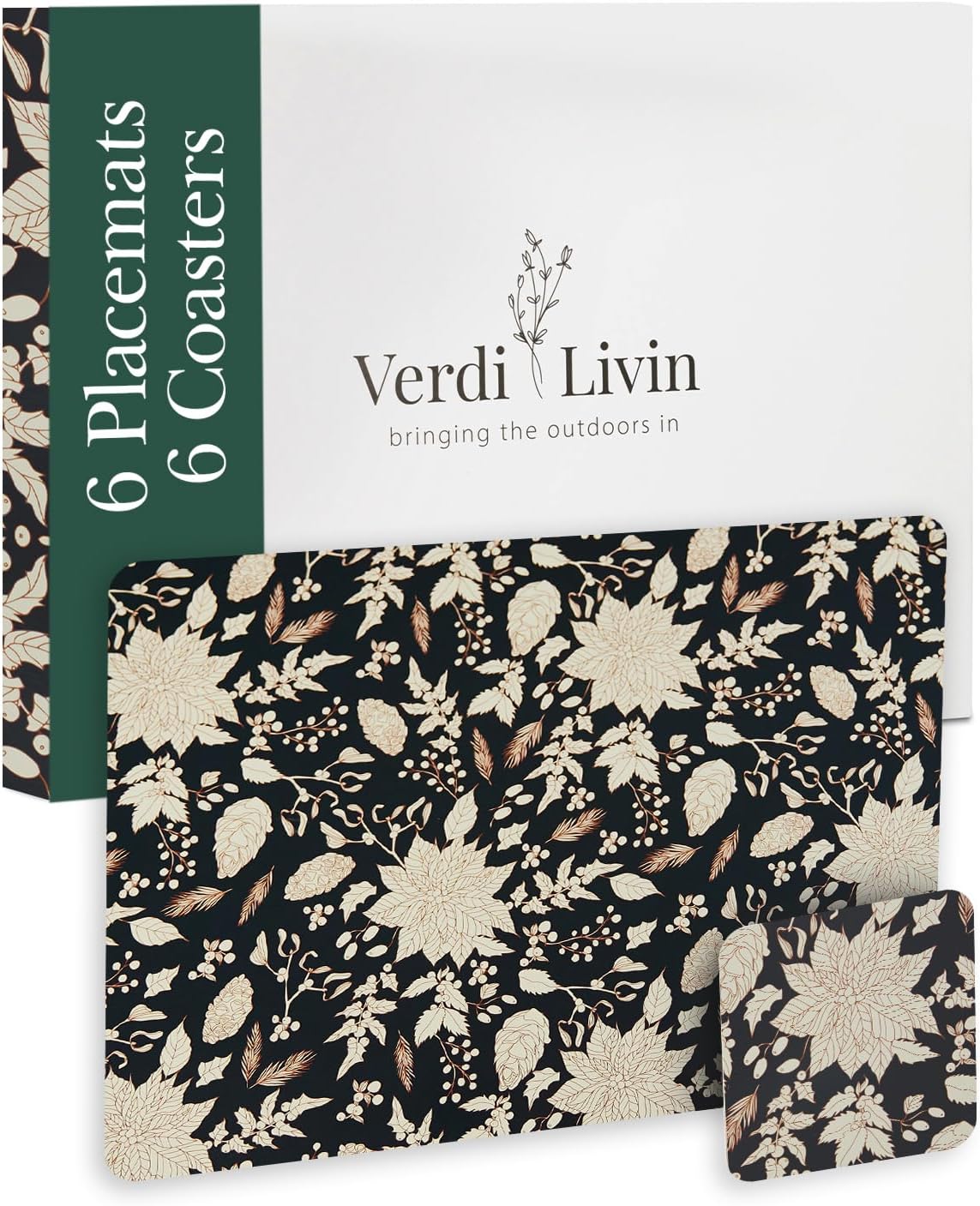 Christmas Cork Placemats Set of 6 and Matching Coasters (12 Pieces