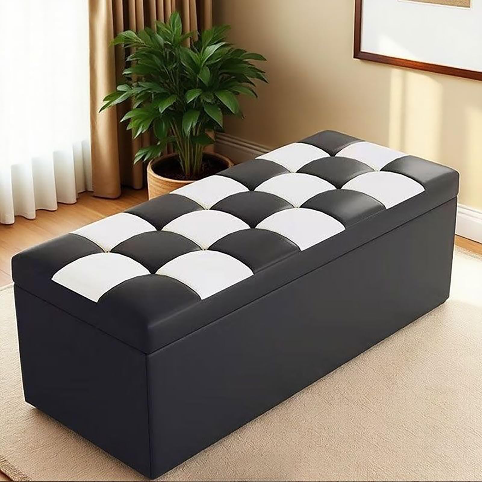GDMDPTE PU Leather Sto Ottoman Padded Tufted Bench for Bedroom Living Room Sofa Footrest Shoe Sto for Entryway 660 lbs Capaci - Slish & Functal