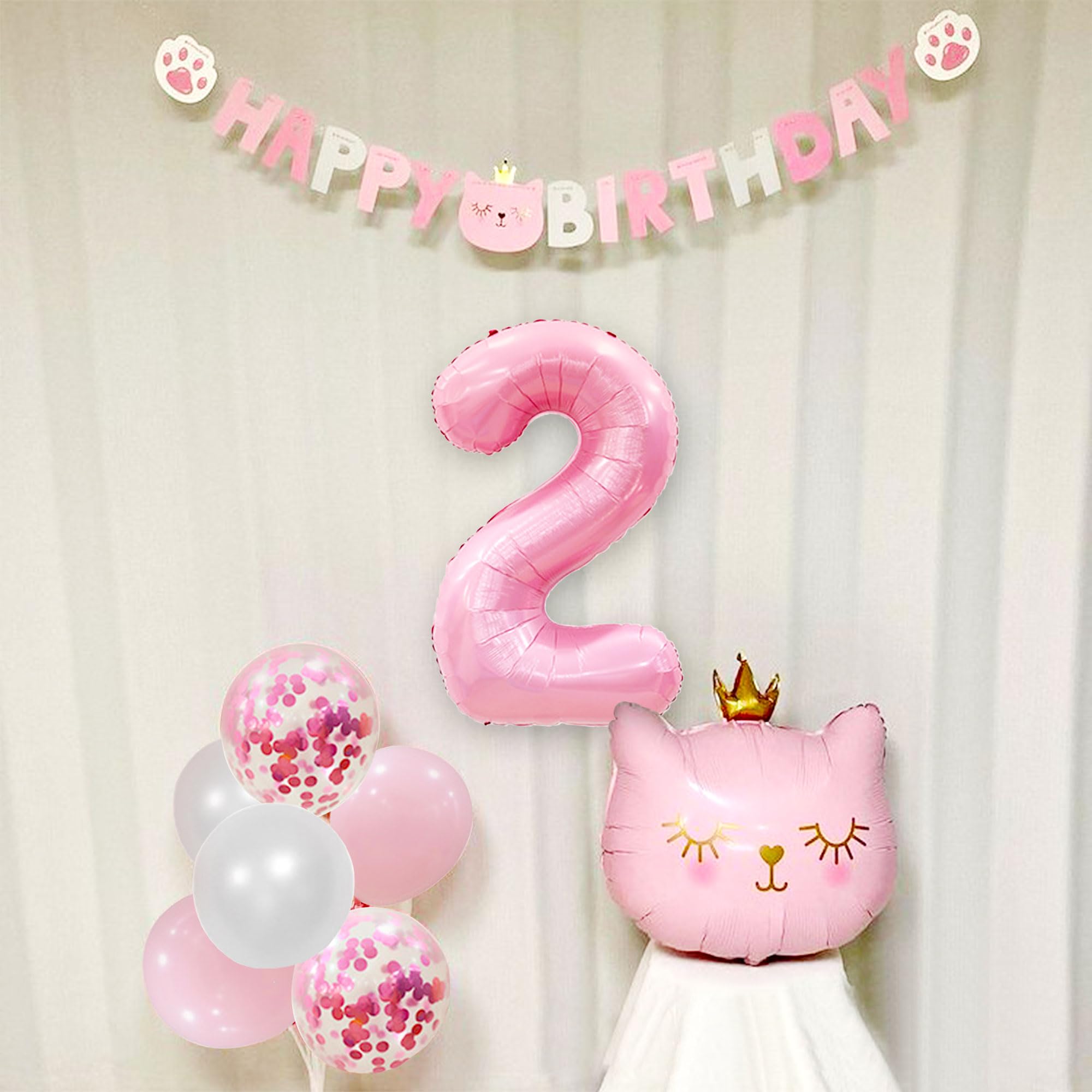 Amazon | [LaVenty] 誕生日 バルーン 2歳 誕生日 飾り付け 数字2の誕生  