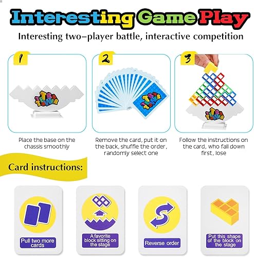 Miniatura 7 de Equilibrio y diversión juego de bloques apilables Tetra Tower para niños y adultos, perfecto para la familia, fiestas, viajes (32 piezas)