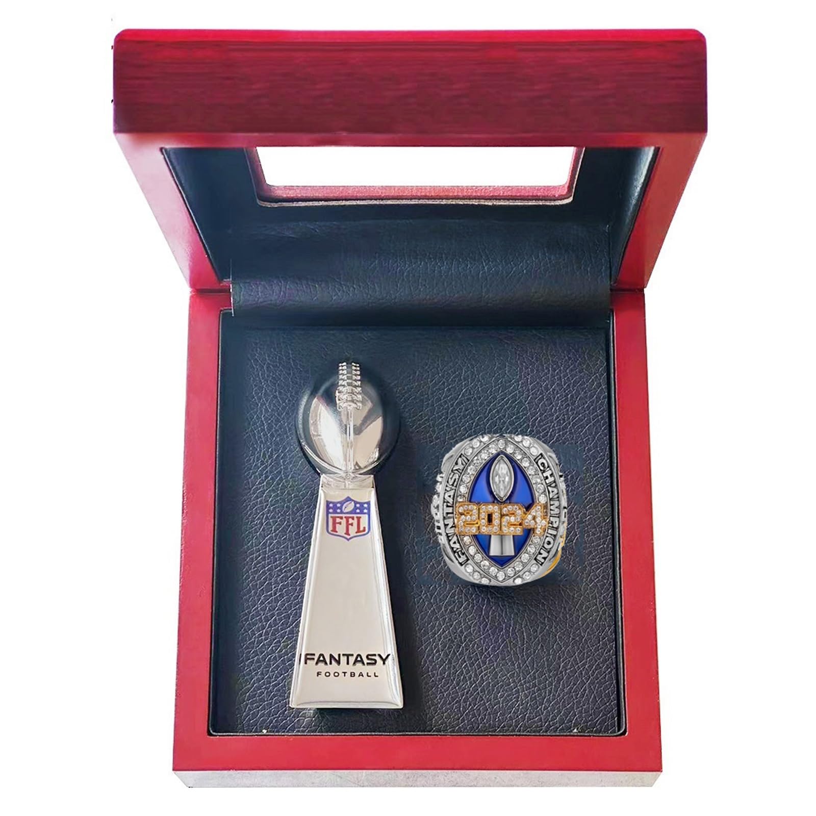 2024 Fantasy Football Ringe Meisterschaftsringe Sammlung FFL Meisterschaftstrophäe Geschenkbox Ring Displaybox(11)