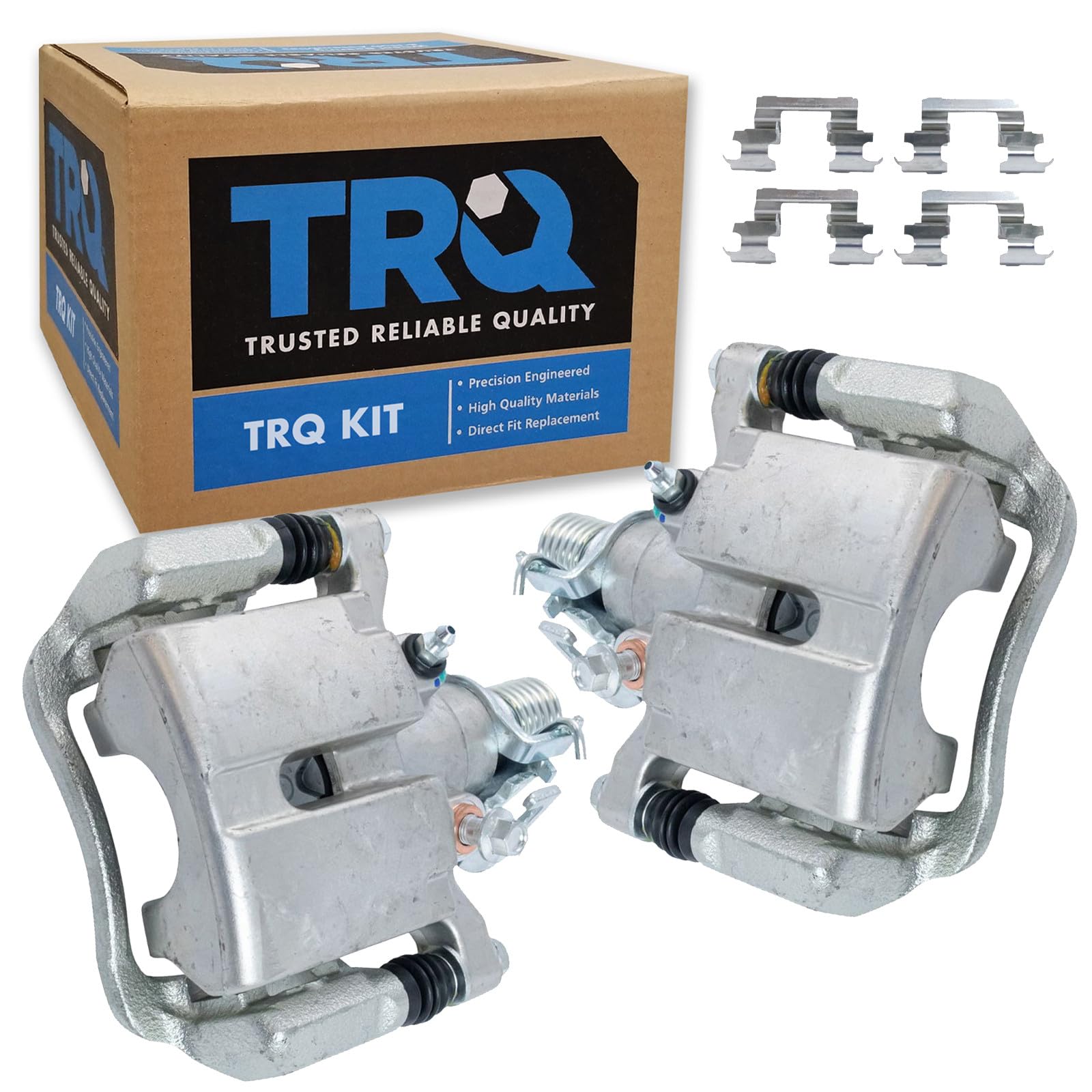 TRQ Rear Driver and Passenger Side Brake Caliper Set Caliper Brackets