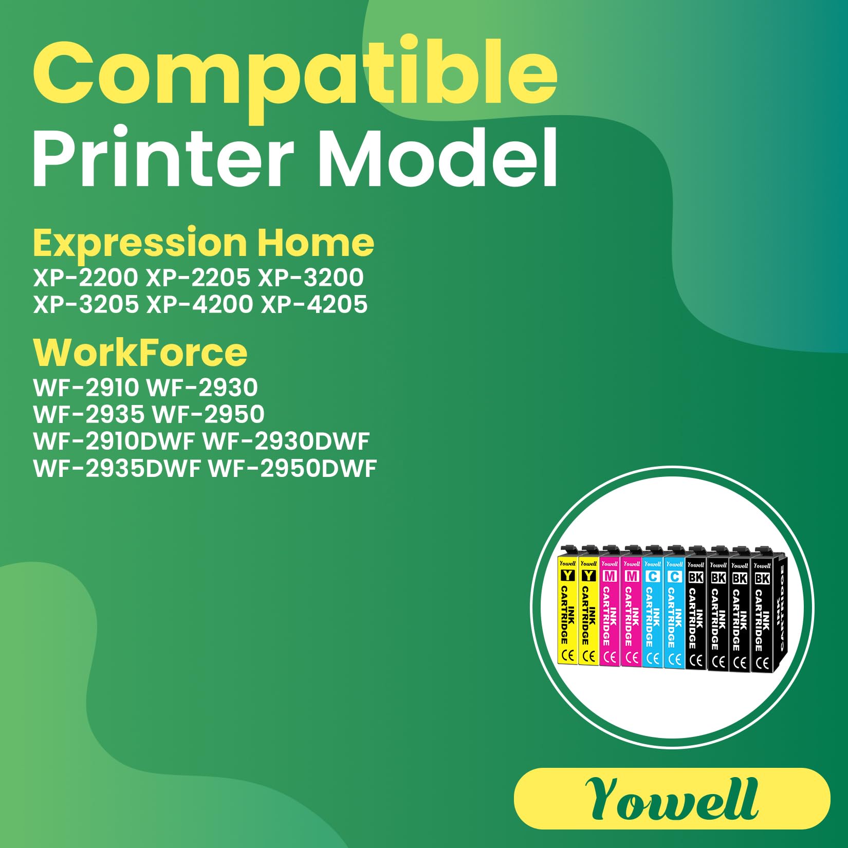 Yowell 10x 604XL printer cartridges Compatible with 604XL cartridges for Expression Home XP-3200 XP-3205 XP-4200 XP-4205 XP-2200 XP-2205, Workforce WF-2910 WF-2930 WF-2950 — view 2