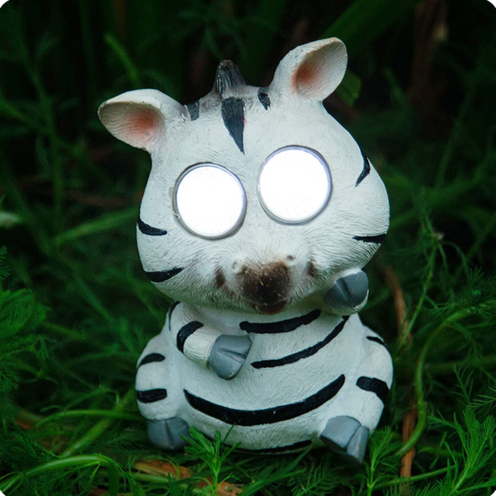 Statuette da Giardino, Zebra a Strisce realistica, Ornamenti a Luce Solare, Scultura in Resina di Piccoli Animali per Soggiorno, Giardino, Balcone, Cortile, Decorazione della Villa re