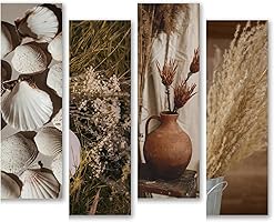 RADIQORE Set of 4 Wall Decor for Living Room - Boho Aesthetic Wall Hangings for Home/Wall Decoration/Art With Double...