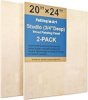 Vista 9 de Falling in Art - Juego de paneles de lienzo de madera de abedul sin terminar, paquete de 2 tablas de cuna de estudio de 3/4 pulgadas de profundidad