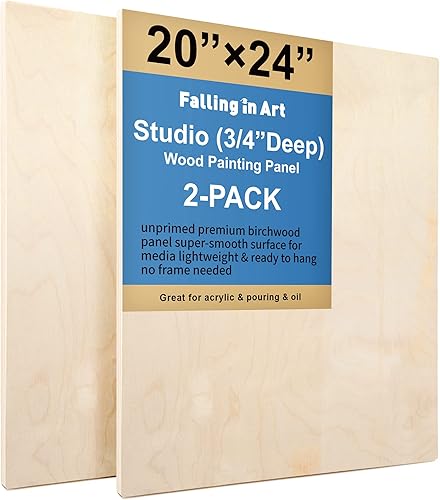 Miniatura 8 de Falling in Art - Juego de paneles de lienzo de madera de abedul sin terminar, paquete de 2 tablas de cuna de 14 x 18 pulgadas de profundidad para