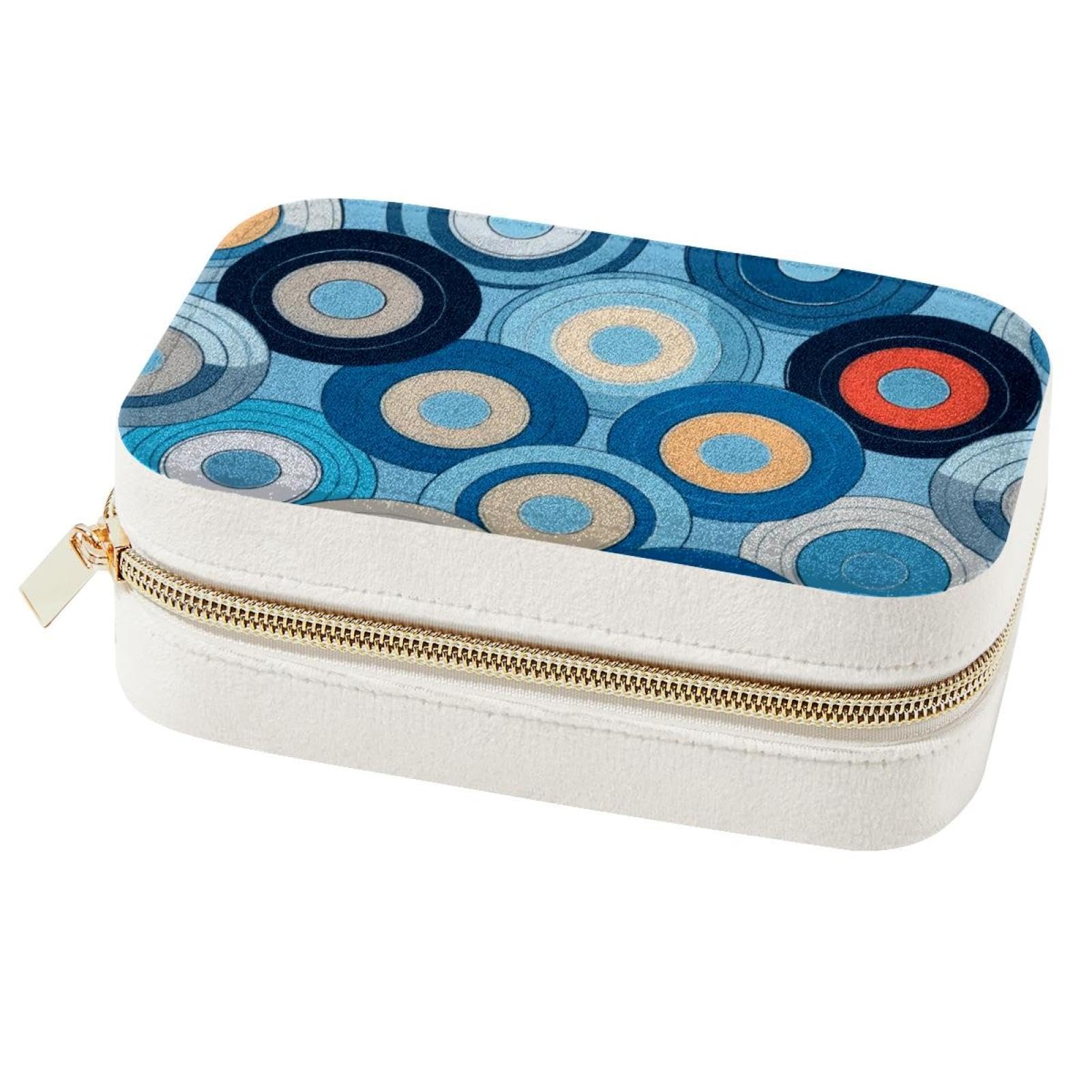 Boîte à bijoux motif disques bleus, le cadeau idéal pour organiser les trésors des filles