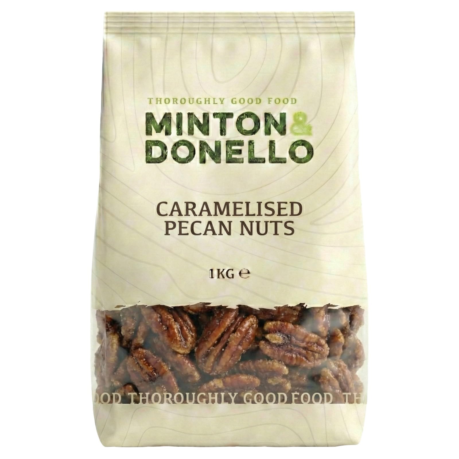 Minton & Donello Caramelised Pecan Nuts 1kg – Roasted Pecans with Sweet Caramel Coating, Sugared Nuts & Gourmet Sweets Snack, Great for Sharing, Baking & Desserts Bulk Pack