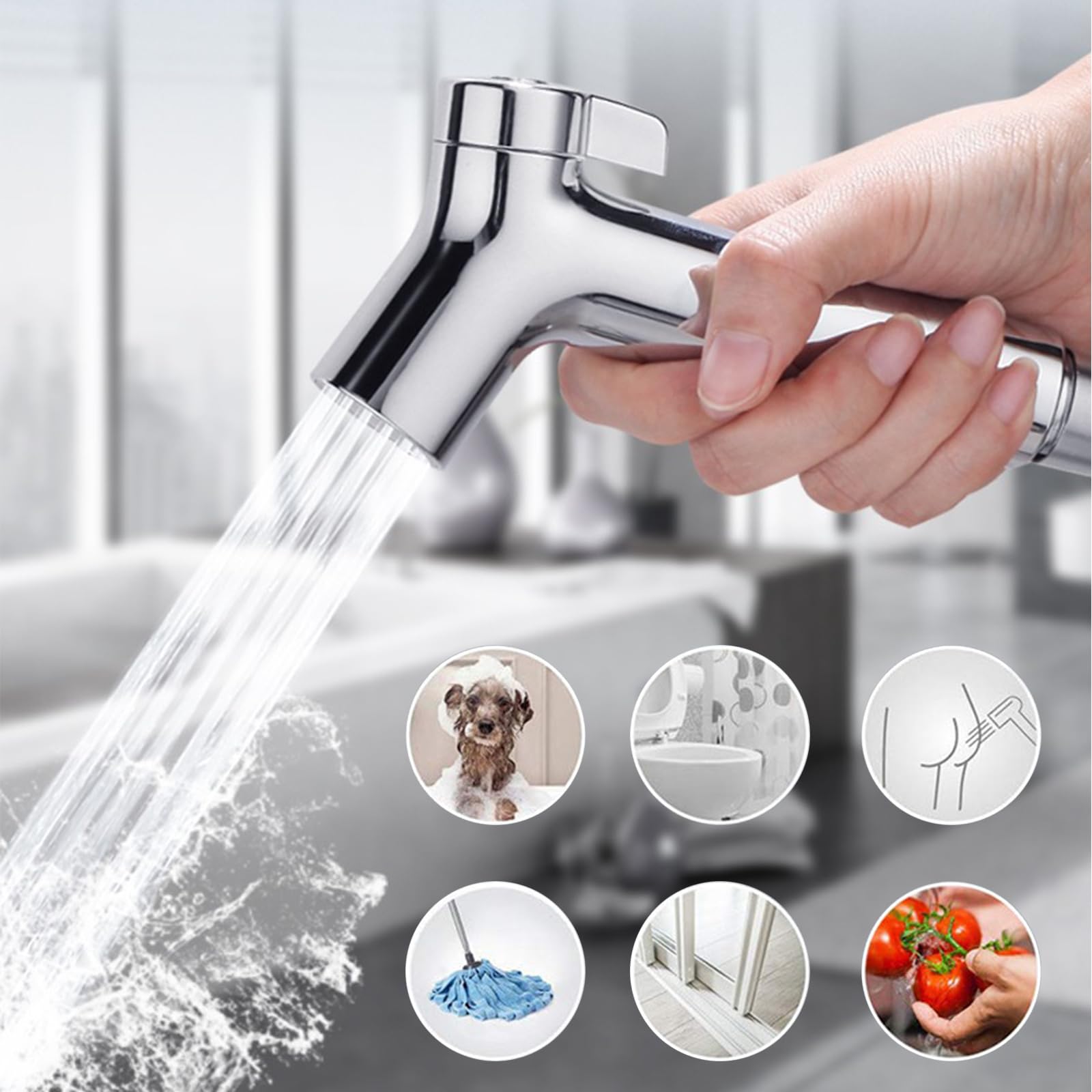 Pulverizador de Bidé de Mano Rociador Bidé Pulverizador Ajustable Portátil Kit Ducha de Bidet para Baño, Baño de Mascotas, Inodoro, Sartén en Cuclillas, Higiene Personal