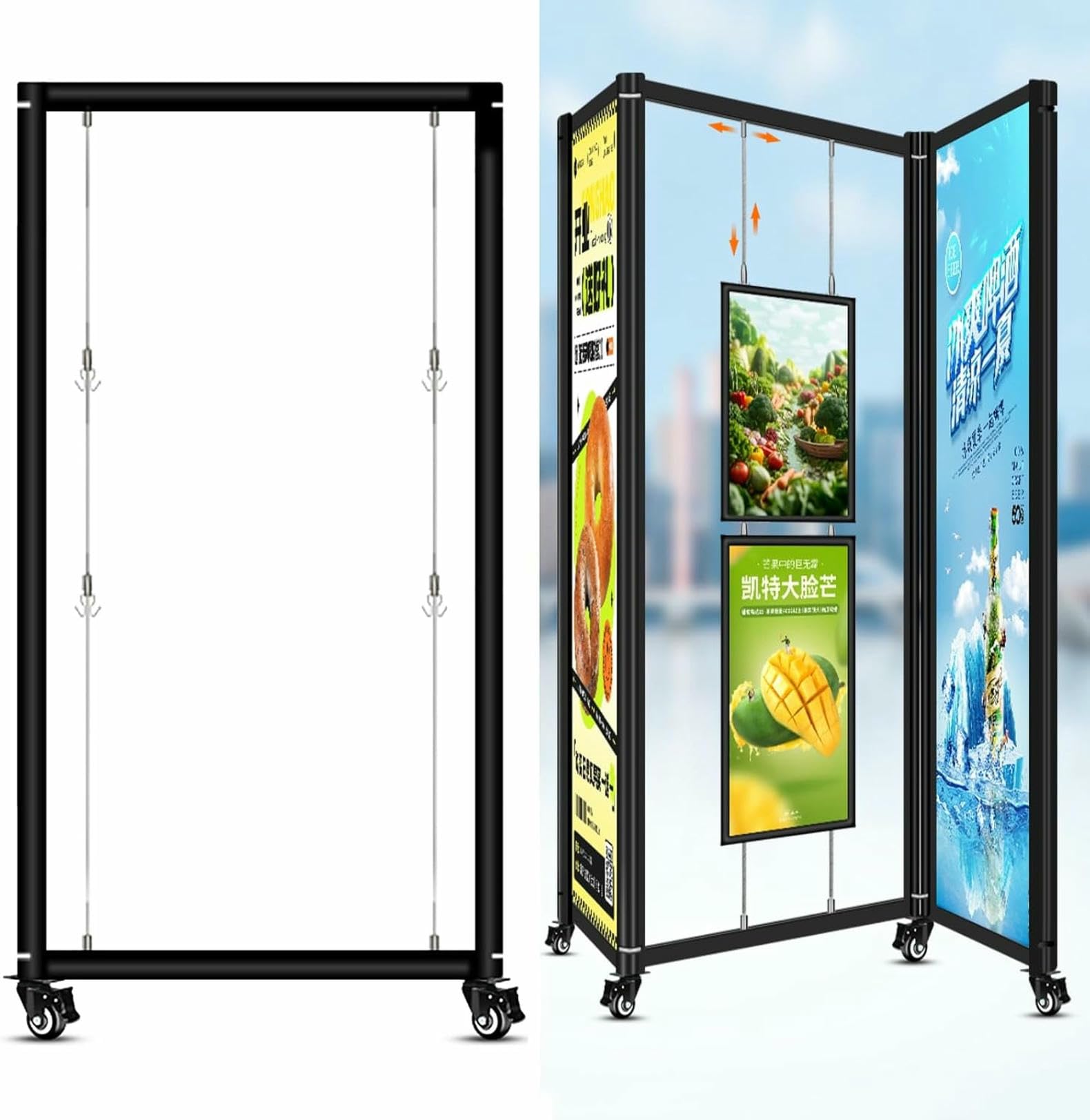 SWENEEN Movable Display For Exhibition,Fold Display For Exhibition,Metal Shelf Billboard,Freestanding Racks,8pcs-120x250cm(47.2x98.4in)