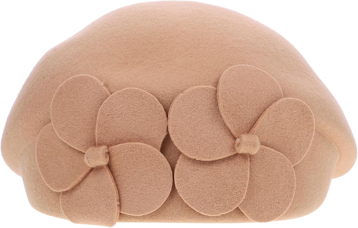 Baluue Woolen Flower Beret Double Flower Decor British Style Warm Woolen Beret for Women Autumn Winter Camel Color Winter Hat Accessory