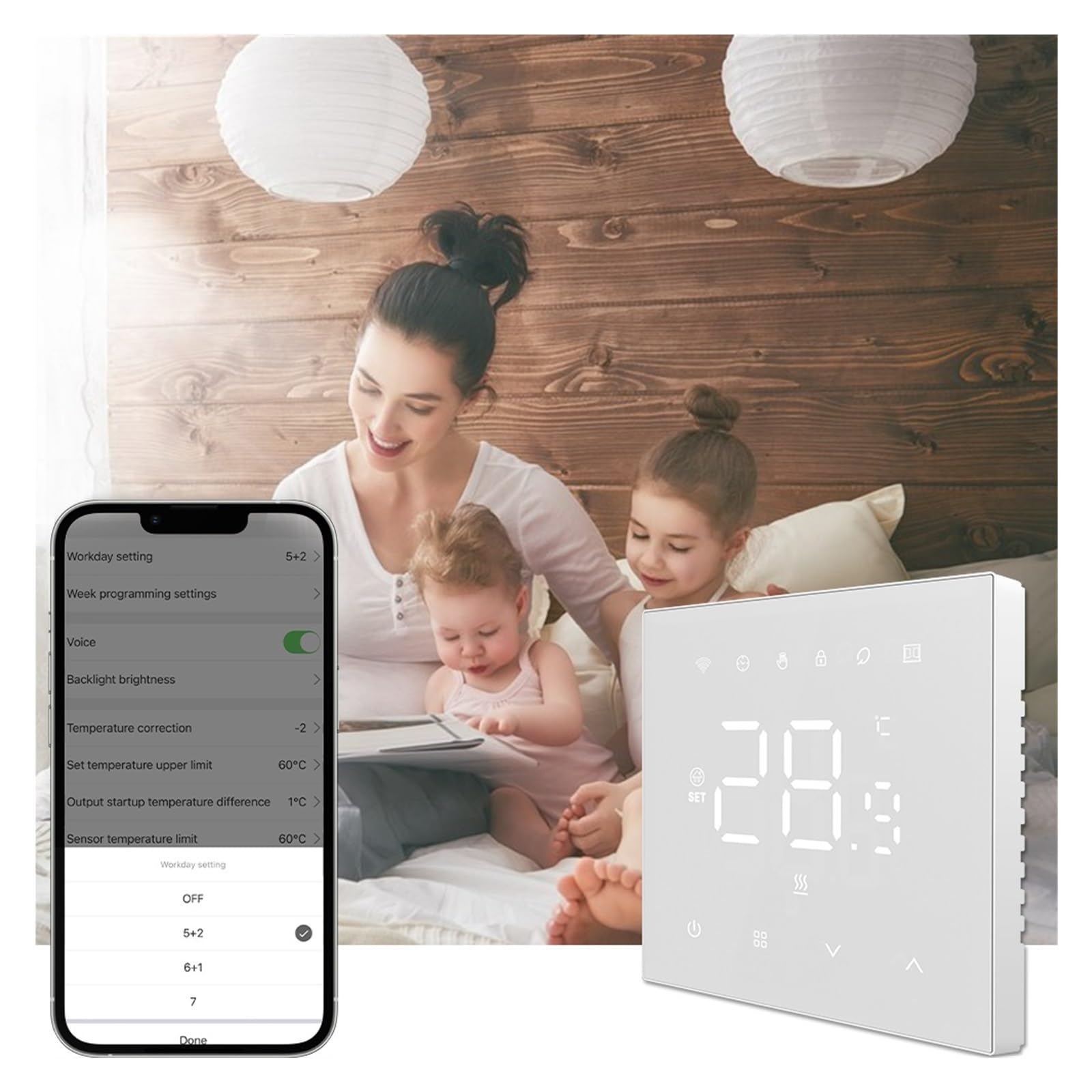 Termostato inteligente, Termostato Tuya for hogar intelinte, calefacción eléctrica, caldera de Gas por suelo cálido, controlador de temperatura LED Digital(3A Gas Boiler-Black)