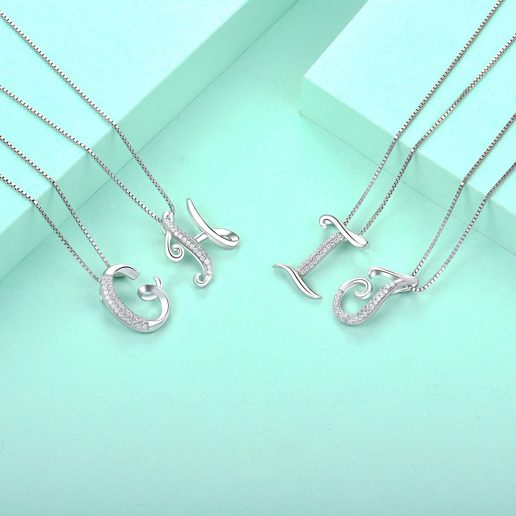 starchenie 925 Silber Buchstaben Halskette A-Z Anhänger Initiale mit 3A Zirkonia für Damen Geburtstagsgeschenk