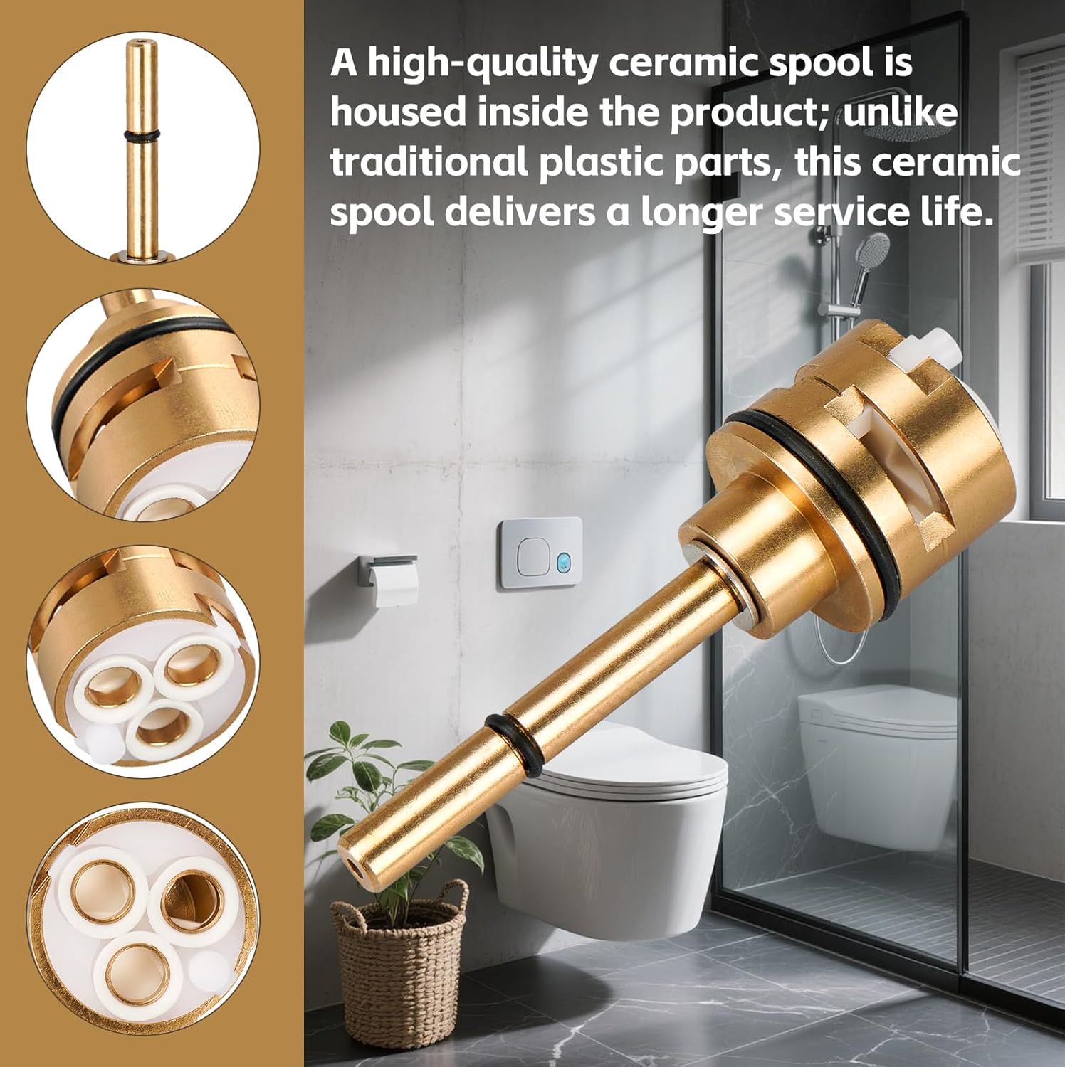 RP71718 Shower Diverter Cartridge Replacement - 3-Function Non-Shared Diverter Compatible with Delta R11000 R22000 Rough-in Valves - Upgraded Solid Brass Construction, Leak-Free & Durable