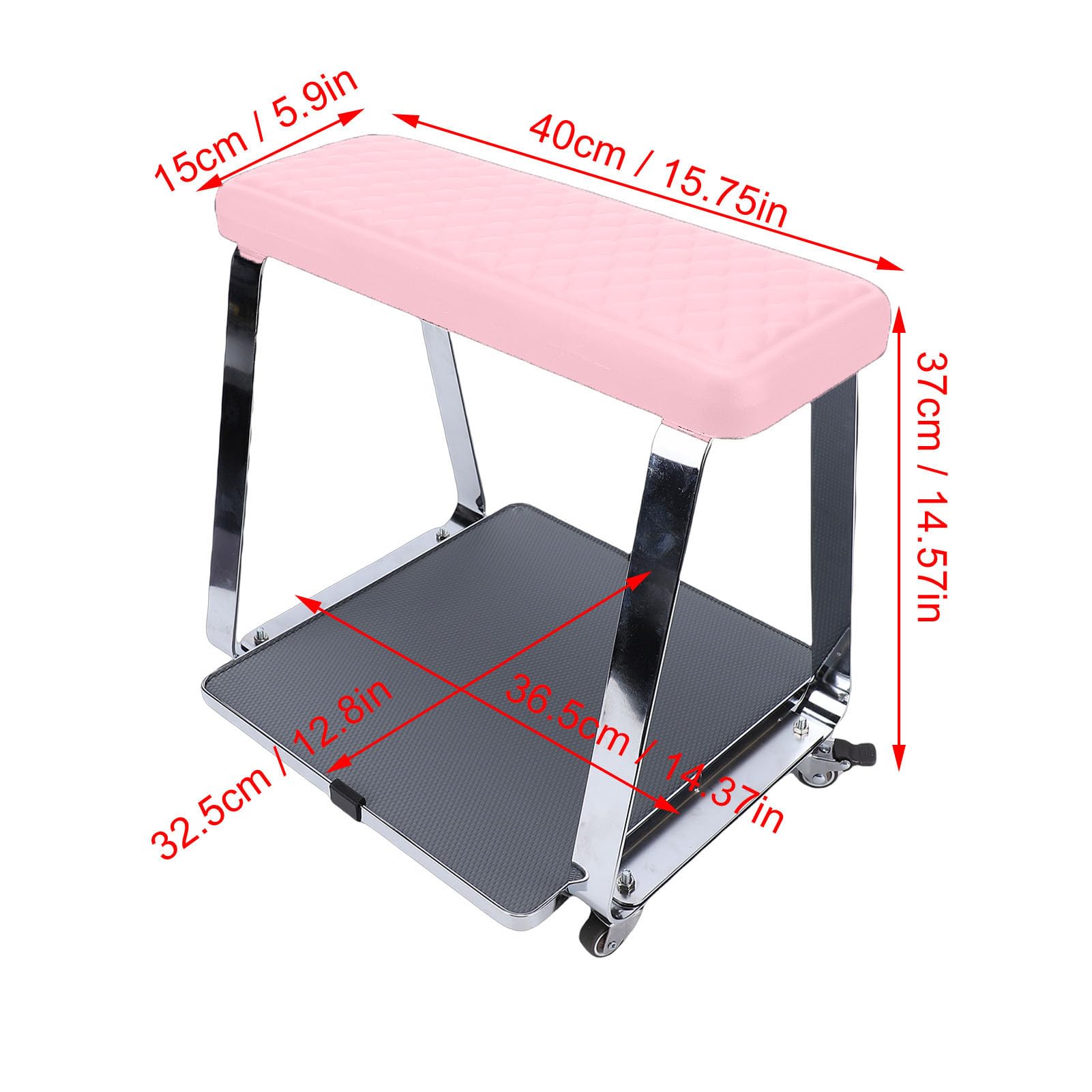 ZJchao Pediküre-Hocker, Höhenverstellbare Rollen mit Integrierter Ablage, Beine aus Edelstahl, Verstärktes PU-PVC-Material, für das Badezimmer zu Hause Im Nagelstudio, Spa