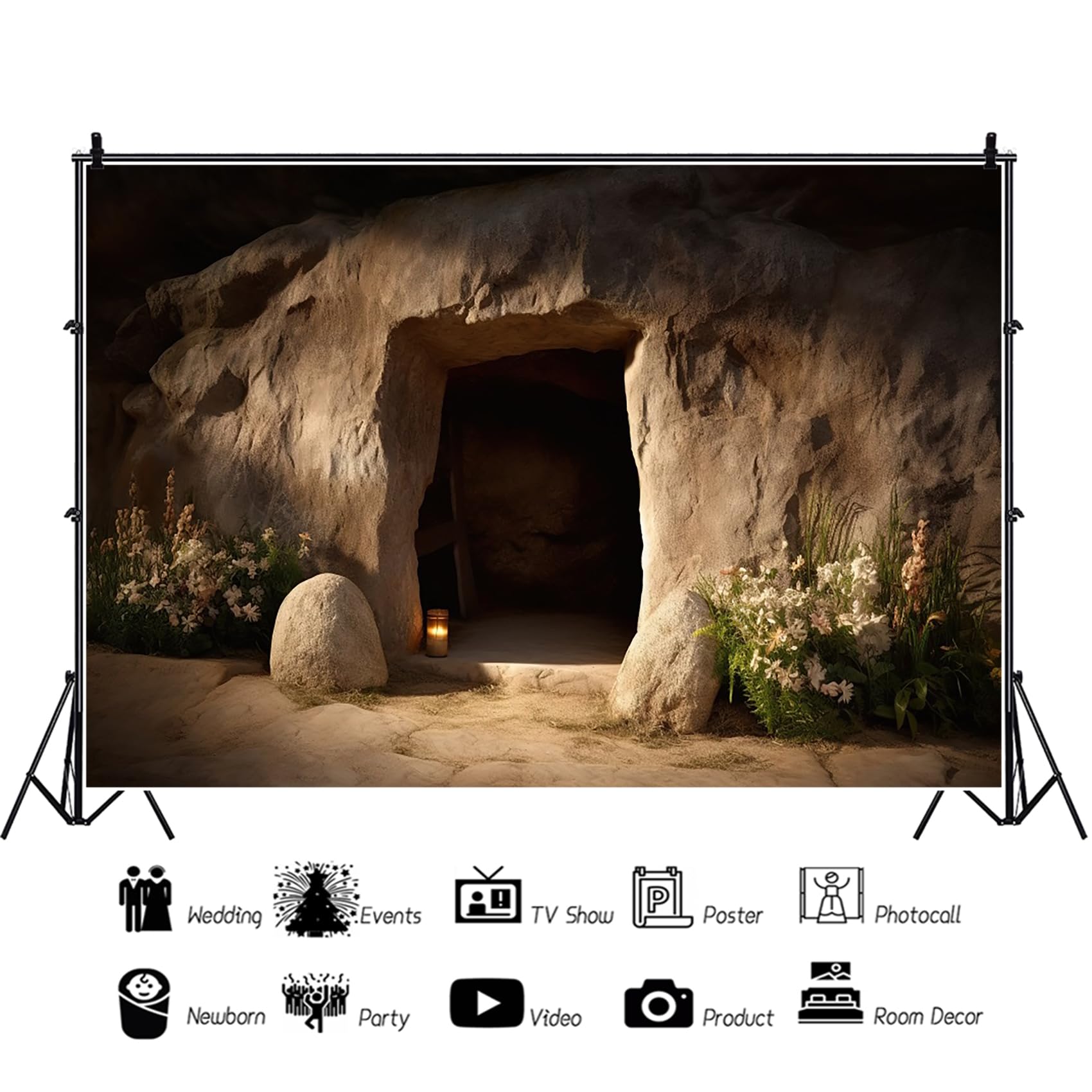 Fotohintergrund 'Höhleneingang', 1,5x0,9 M, Vinyl – Für Abenteuer- & Fantasy-Fotos