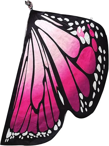 Miniatura 4 de JQMAO Alas de mariposa para mujer, paquete de 3 disfraces de Halloween, incluye capa de mariposa, máscara y arnés (rosa)