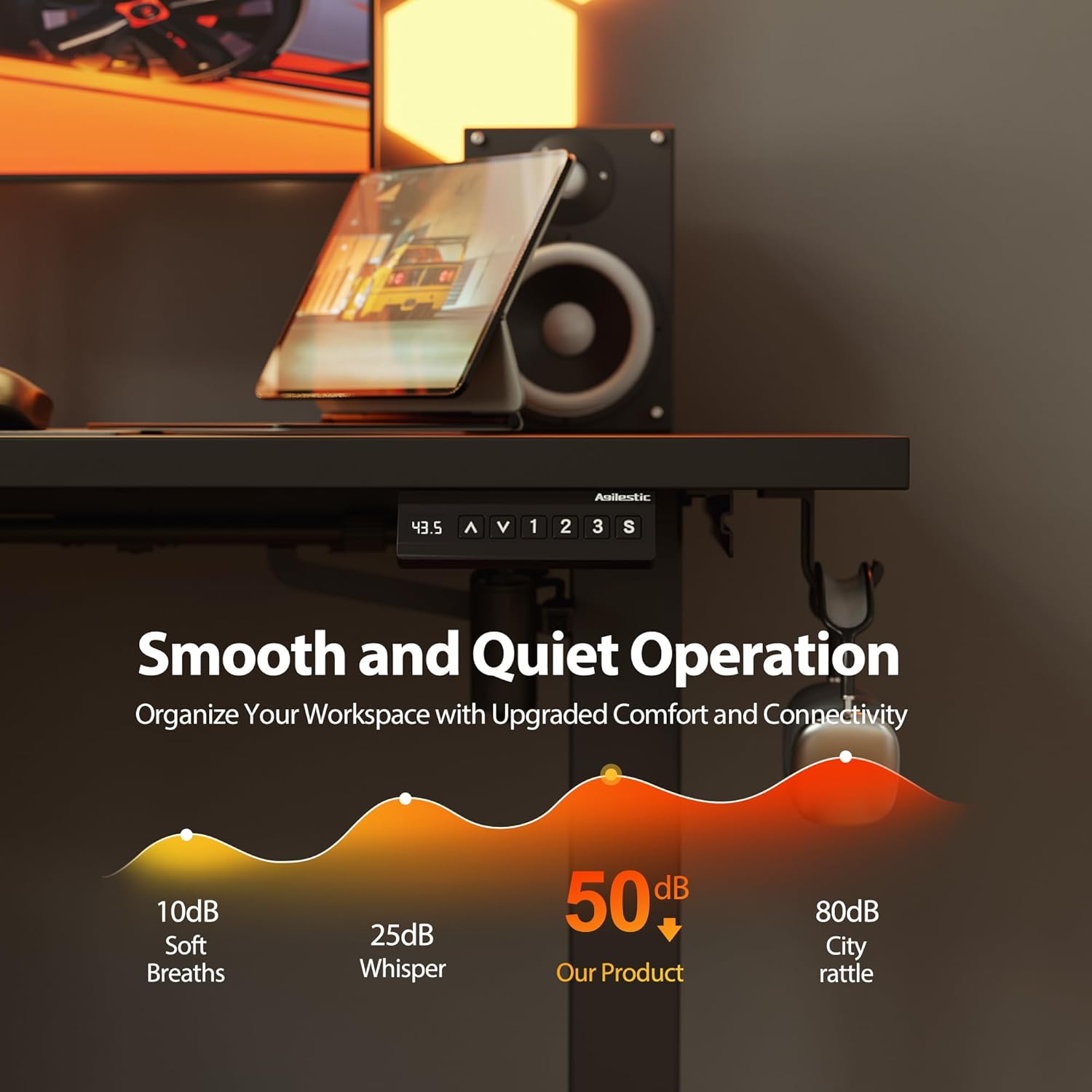 Agilestic 59 Inch L Shaped Standing Desk Adjustable Height, Electric Corner Standing Desk, Sit Stand Computer Table with Splice Board, Black