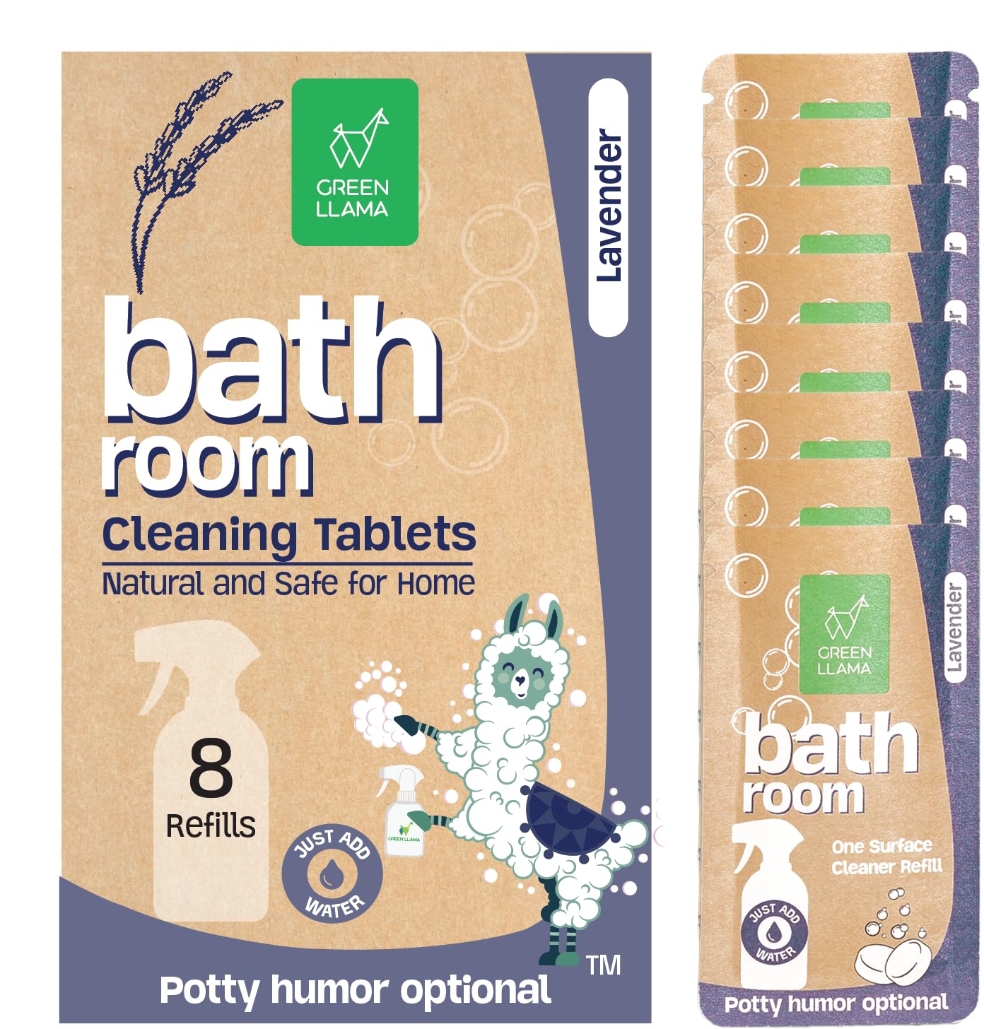 Green Llama Bathroom Cleaner Refill 8-Pack
