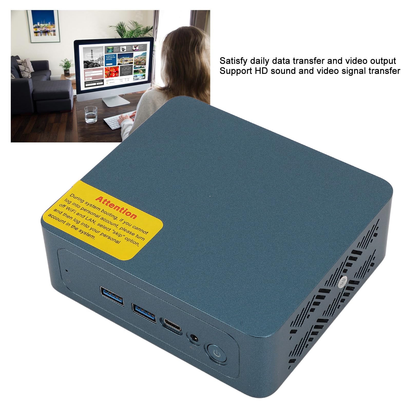 Kompaktowy Komputer Stacjonarny, I3 1215U, 8 GB DDR4, 2666 MHz Wi Fi 6E, BT 5.2, Typ C, Podwójny Wyświetlacz, 2 X USB3.2, dla (Wtyczka UE 8 GB + 512 GB)