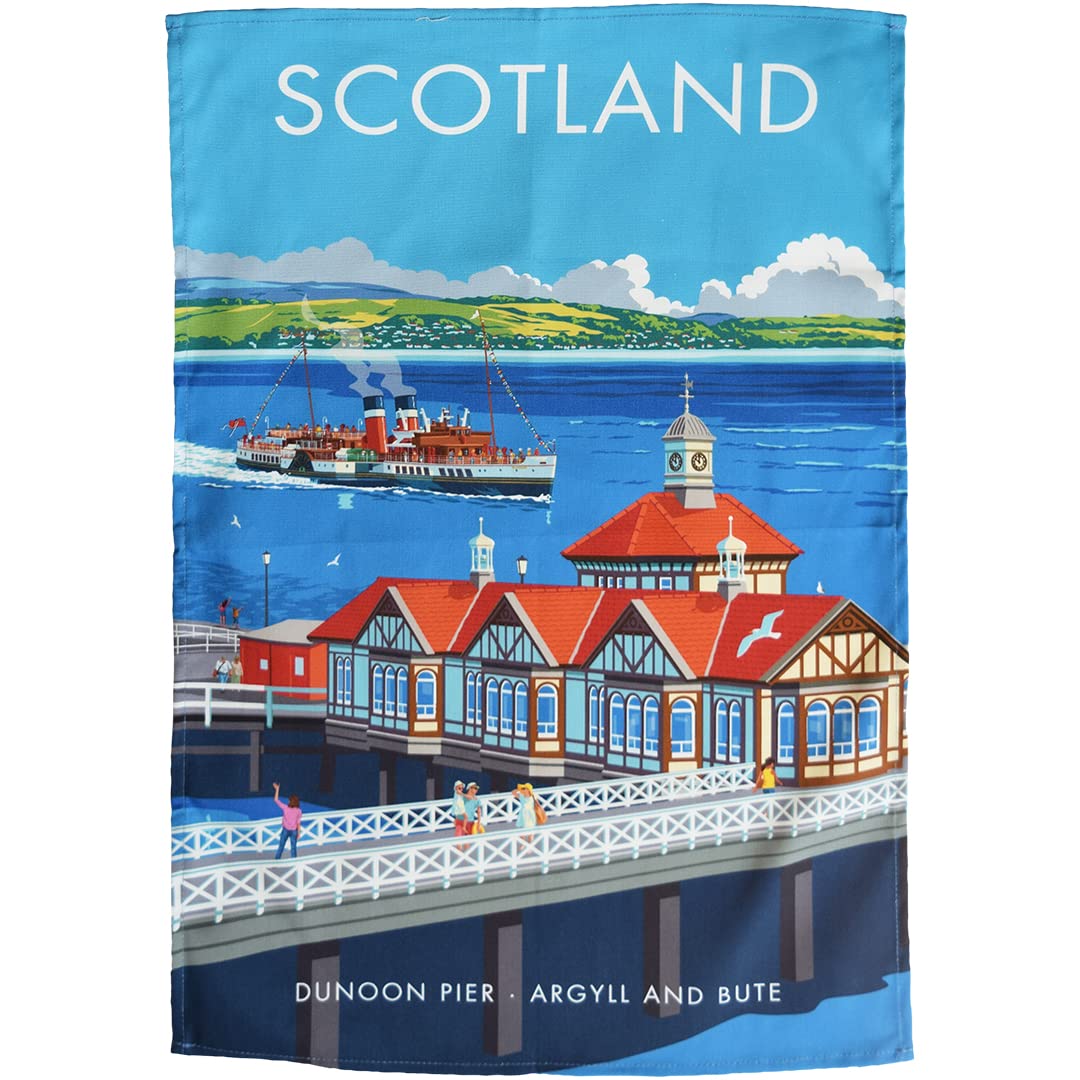 Town Towels Red Scotland - Dunoon Pier Tea Towel