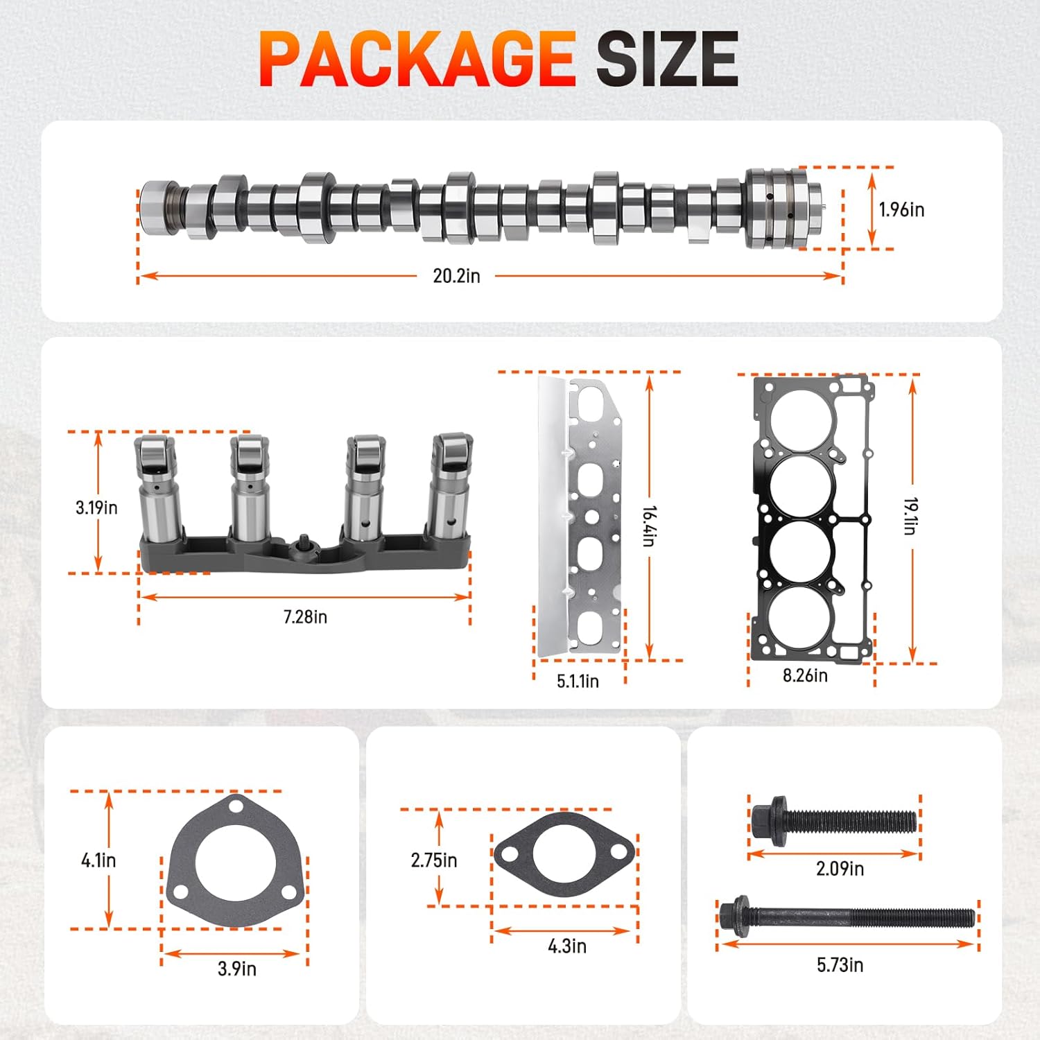 Upgrade MDS 5.7 HEMI Lifters Camshaft Kit with Head Gasket Set Compatible with Dodge Ram 1500 Durango, Chrysler Aspen 2009-2018 Replace# HS26423PT 53022263AF 53021726AD 53021726AE
