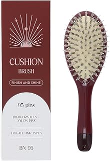 Boar Bristle Hair Brush -boar bristles + nylon pins， Smoothes & Detangles All Hair Types, Hairbrush for Women, Men & Kids, Distributes Oils for Natural Shine & Stimulates Scalp