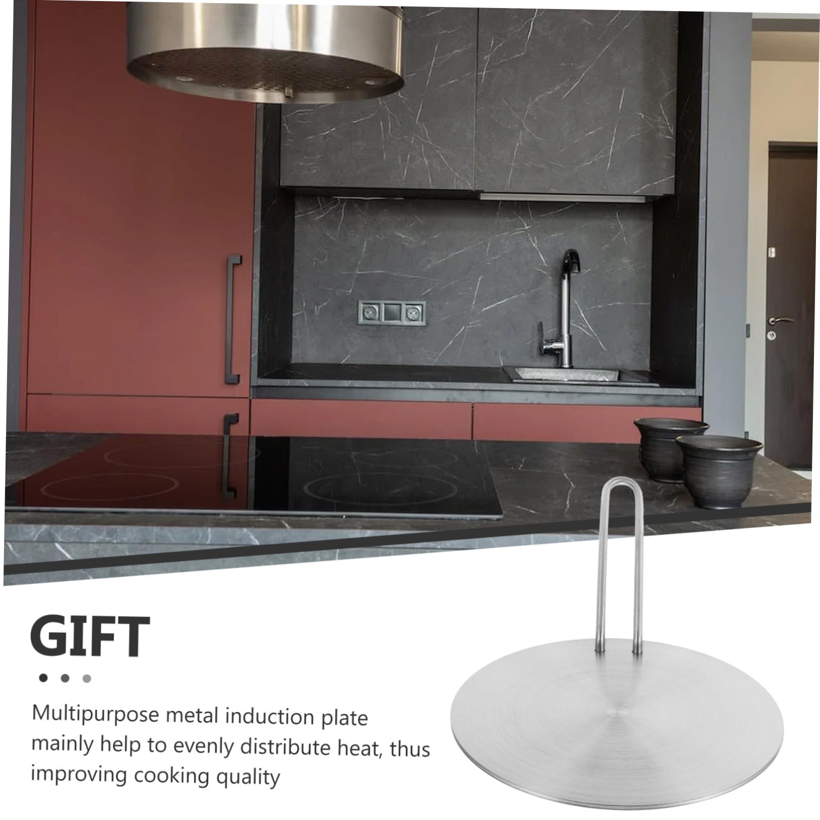 Difusor de Calor de Acero Inoxidable con Mango Desmontable para Cocina Gas y Placa Inducción Placa Conductora para Transferencia Térmica Uniforme y Protección de Utensilios