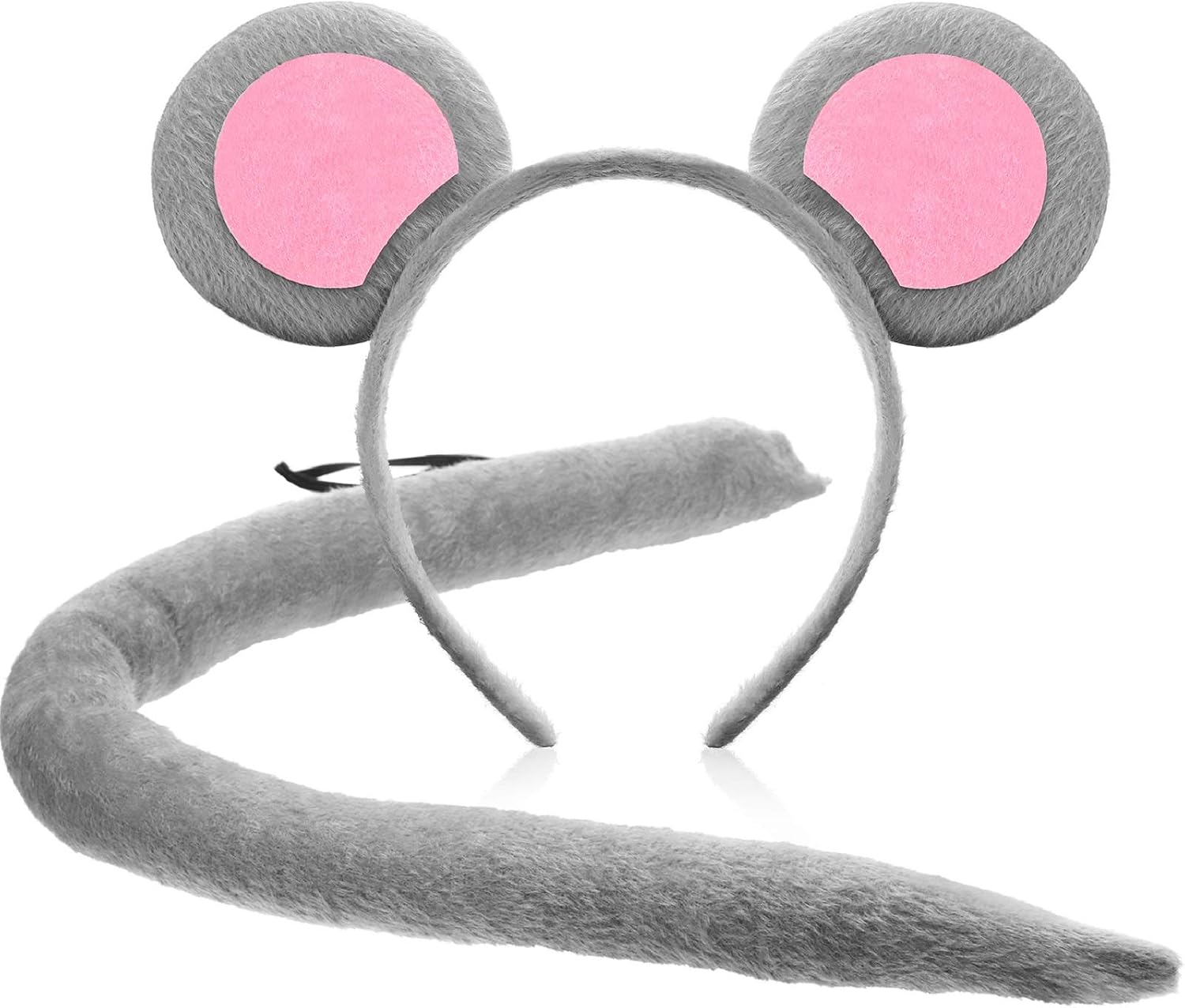 WILLBOND Large Mouse Ears Adult Headband and Tail for Halloween Cosplay Costume Party Decoration