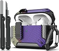 Vista 60 de RFUNGUANGO Funda para AirPod de 2ª generación con kit de limpieza, armadura protectora de carcasa dura militar con bloqueo para funda de carga