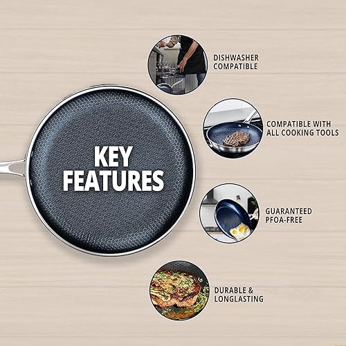 Miniatura 6 de THE COOK'S COMPANY Sartén antiadherente, sartén prémium para cocinar todos los días, sartén antiadherente para una fácil limpieza, sartén duradera