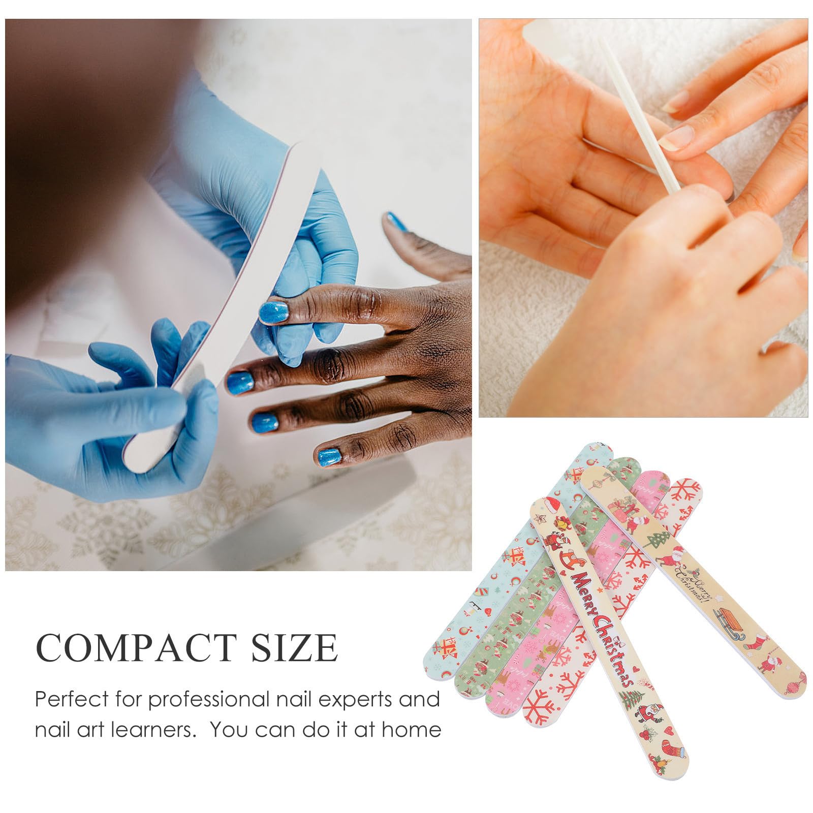 Beaupretty 24 Piezas Limas de Uñas Profesionales Diseño Navideño para Eliminar Pegamento, Material Eva Resistente y Uso en Casa Obsequio Especial Varios estilos