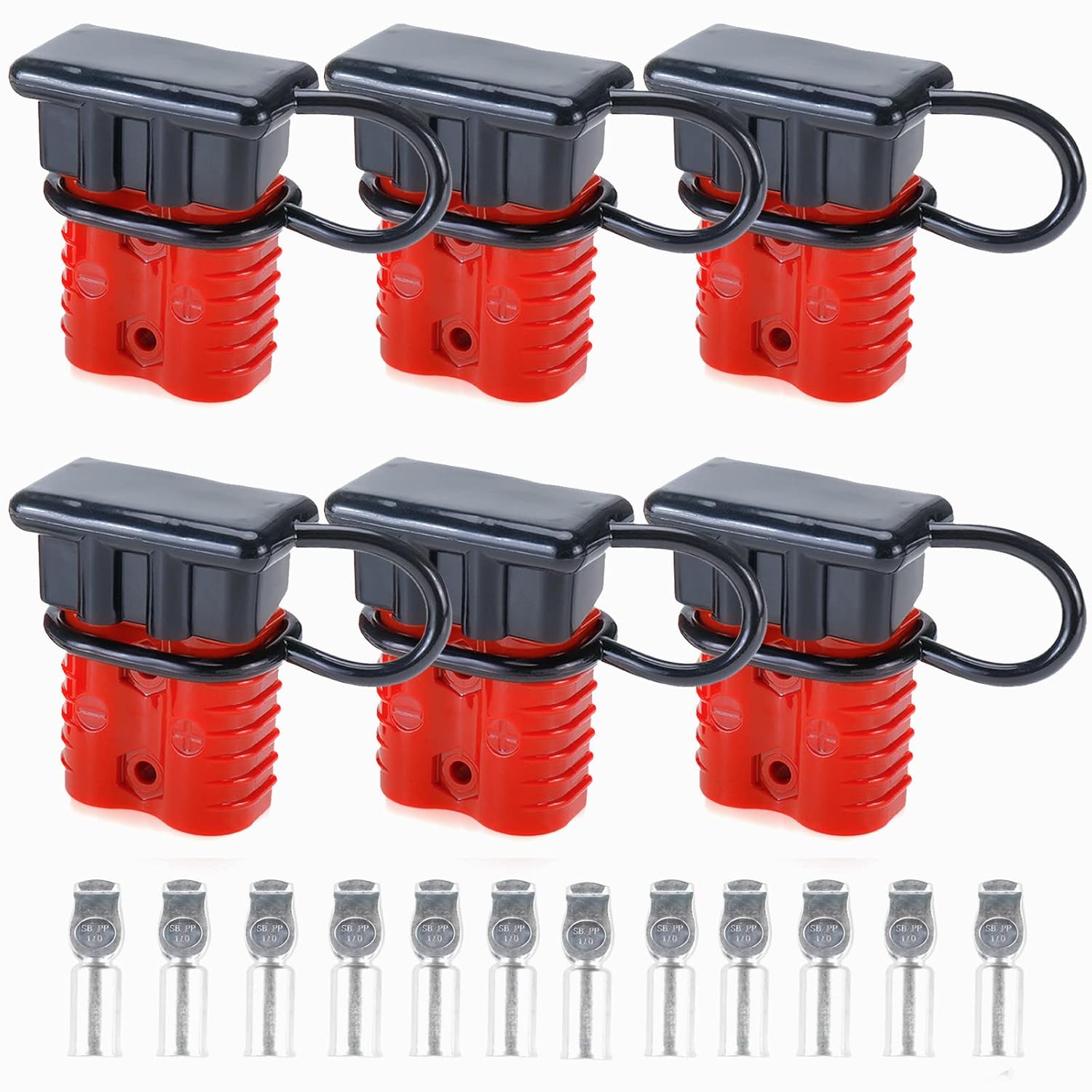 175A 1/0 AWG Battery Quick Connect Disconnect Wire Connectors, Wire Harness Plug Kit, 6 Sets Battery Cable Quick Connect Disconnect Plug for Recovery Winch or Trailer (Red)