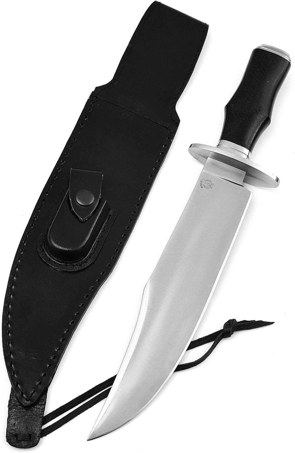 Survival Hunting Knife with Sheath, Handmade 15-inch Full Tang D2 Fixed Blade Tactical Bowie Knife for Camping, Outdoor, Bushcraft, Father's Day Gifts with Solid Engineered Wood Handle (Black)