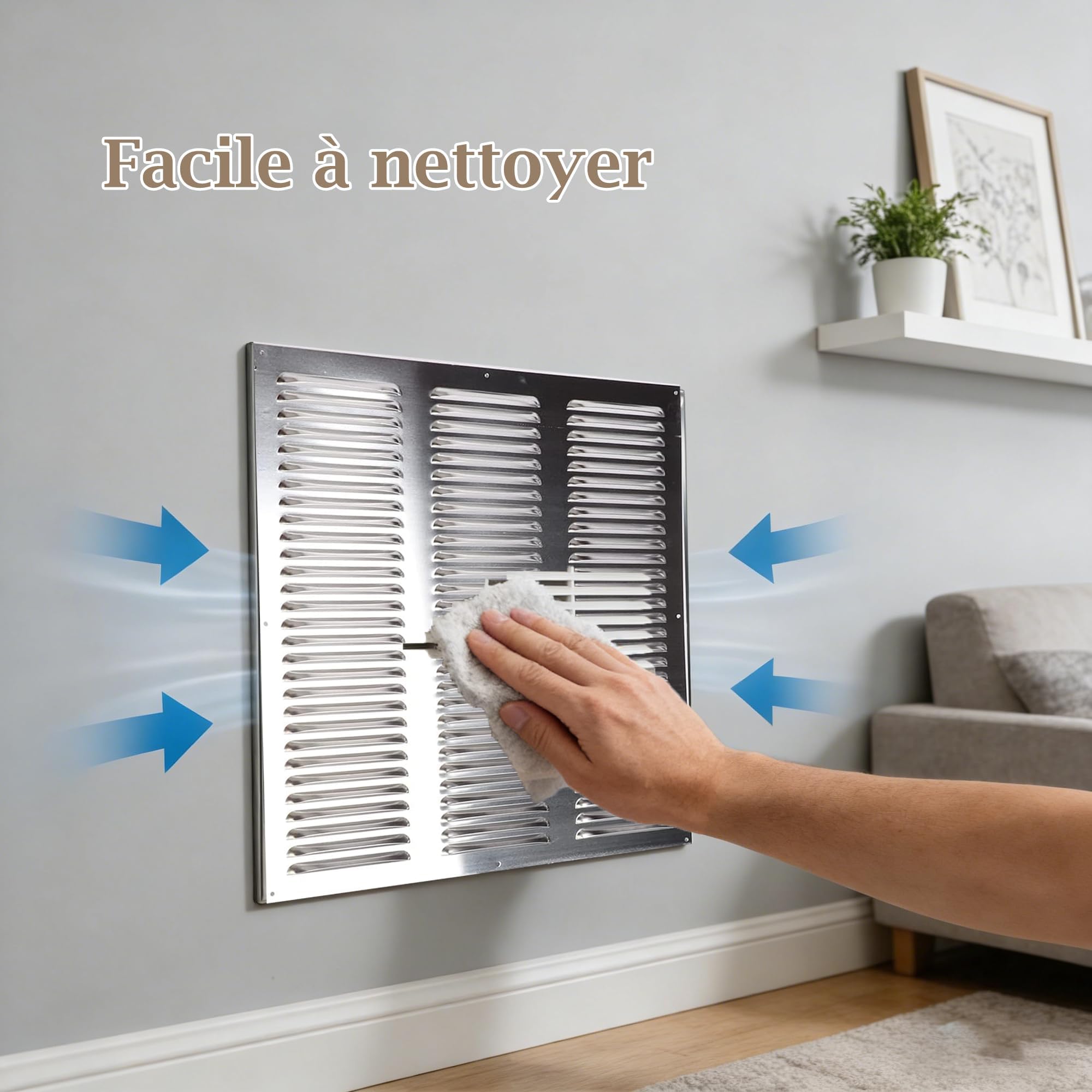 Bimiti Rejilla de ventilación de aluminio, rejilla de ventilación rectangular | Resistente a la corrosión, 60 x 60 cm, antioxidante para cocina, baño, pared, techo, viviendas