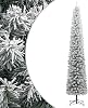 Slim Christmas Tree with Stand and Flocked Snow 270 cm PVC Super Natural CMetal Holder, Fast Mounting System, for Home Party Christmas Decoration Model YJXZJ-357686US