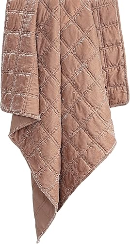 Miniatura 2 de HiEnd Accents - Manta Stella de seda falsa y terciopelo color rosa polvoriento, 50x60 pulgadas, cobijas suaves y acogedoras de doble costura,